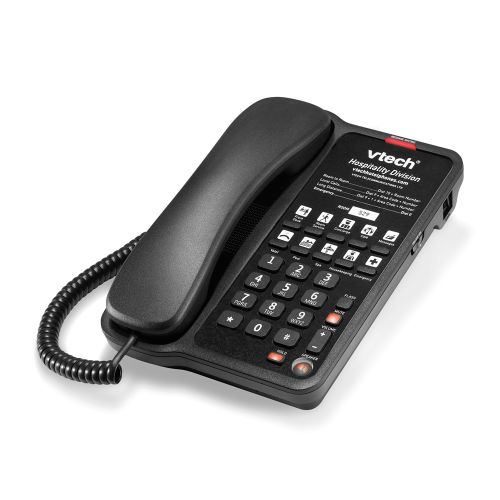 VTech® A1210-A Analog Single Line Corded Speaker Telephone, 10 Guest Service Keys, Matte Black
